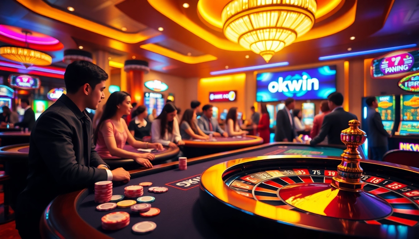 okwin casino players enjoy lively games on poker tables and roulette wheels