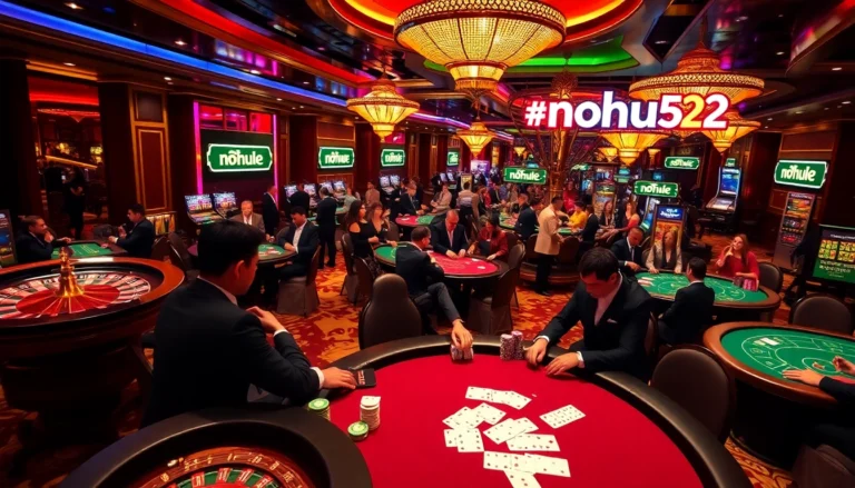 Experience the thrill of nohu52 in a vibrant casino filled with gaming tables and excitement.