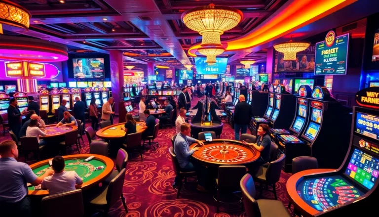 Experience the thrill of f8bet with players enjoying vibrant casino games, capturing the essence of online gambling.