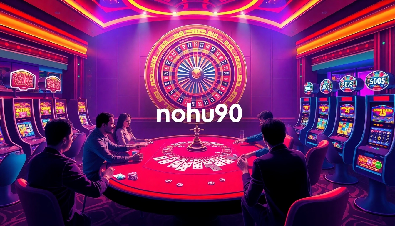 Nohu90 winning strategy showcased at a luxurious poker table with vibrant chips.