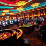 Experience kp88 with players enjoying poker and roulette at a vibrant casino table.