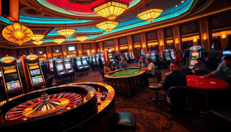 Experience kp88 with players enjoying poker and roulette at a vibrant casino table.
