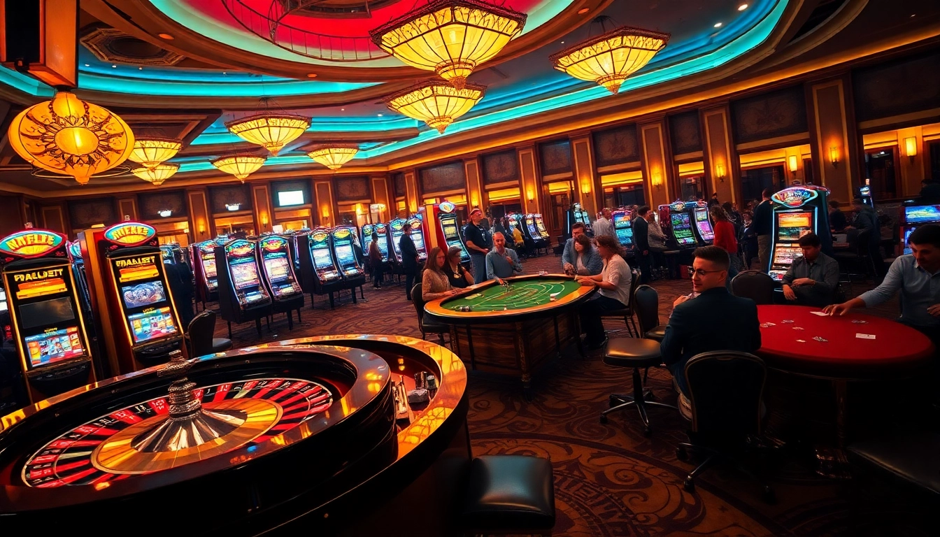 Experience kp88 with players enjoying poker and roulette at a vibrant casino table.